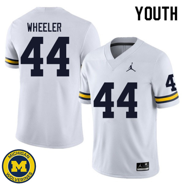 Youth Michigan Wolverines #44 Cornell Wheeler White Football Jersey